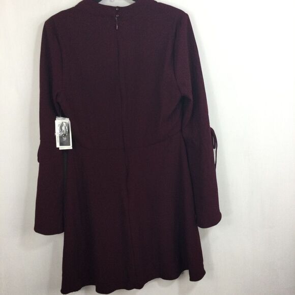 ECI Beige New York Womens Bell Sleeve Fit & Flare Dress Wine Size 8 NWT - Picture 5 of 9